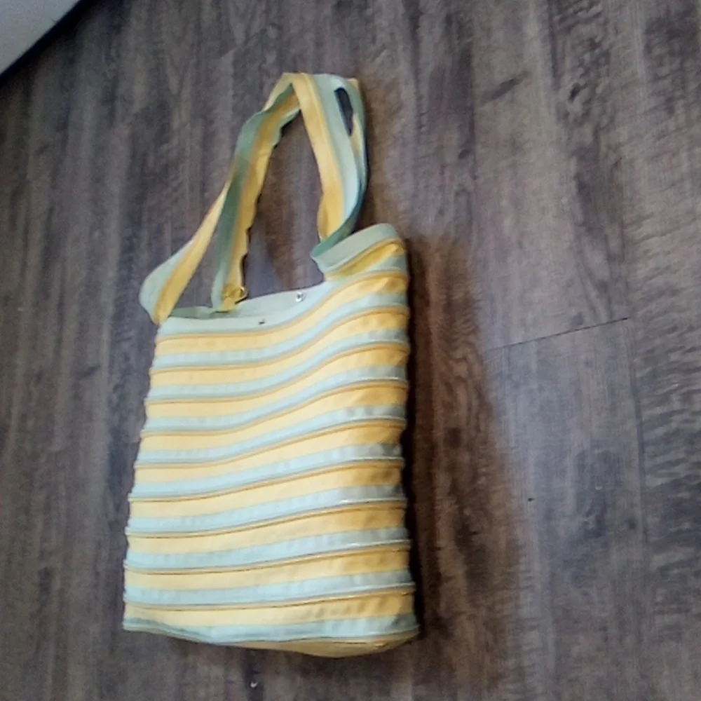 Striped Yellow and Blue Tote Bag